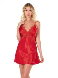 Kısa Saten Gecelik Parlak Doku Ahu 8103